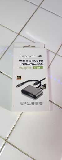 Adaptador USB-C para HDMI e USB 4 em 1 - 4K Ultra HD (nunca usado)