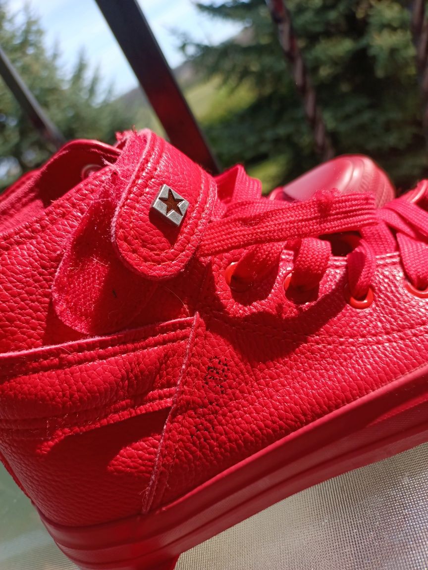 Big Star skóra czerwone buty za kostkę