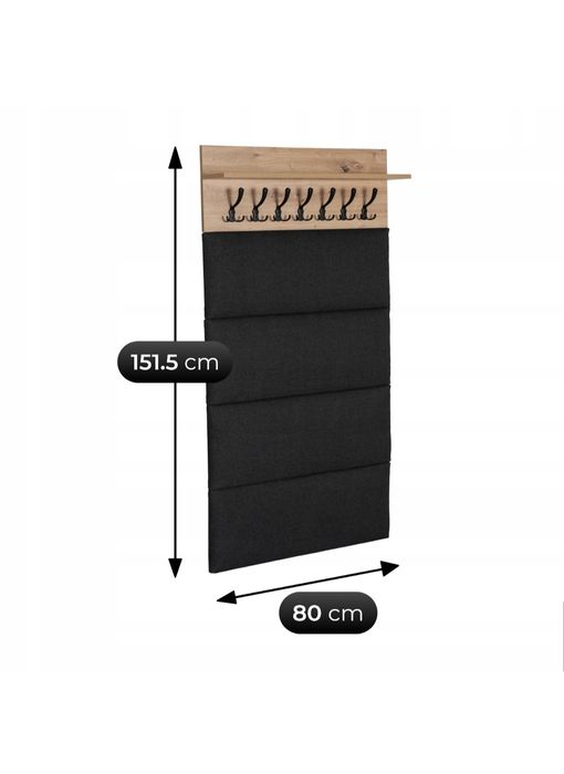 Wieszak Na Ubrania Panel Ścienny Tapicerowany Dąb garderoba