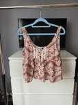 Zwiewna bluzka crop top h&M w kwiatki falbanki wiskoza xs