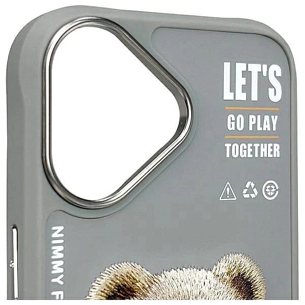 Etui Nimmy Cool&Cute 2.0 Bear na iPhone 16 - szare
