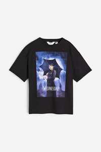 H&m czarny T-shirt wednesday 146/152  j.nowy