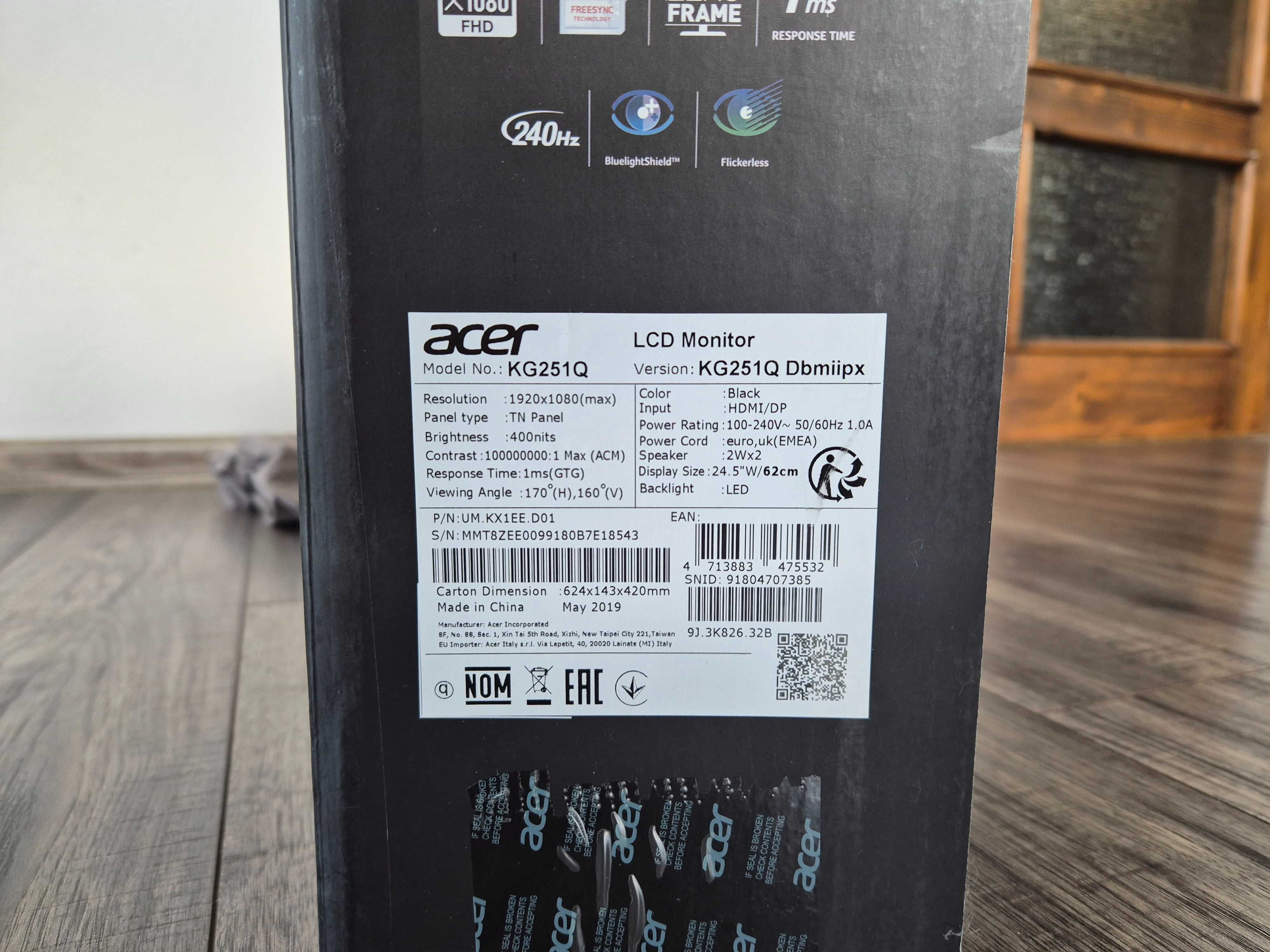 Jak nowy monitor gamingowy [1 ms, 240 Hz, FreeSync] Acer KG251Q