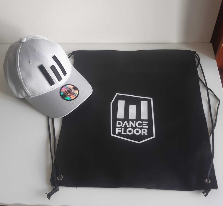 Boné Chapéu Cap Cinza Preto + Saco Mochila Novos Dance Floor