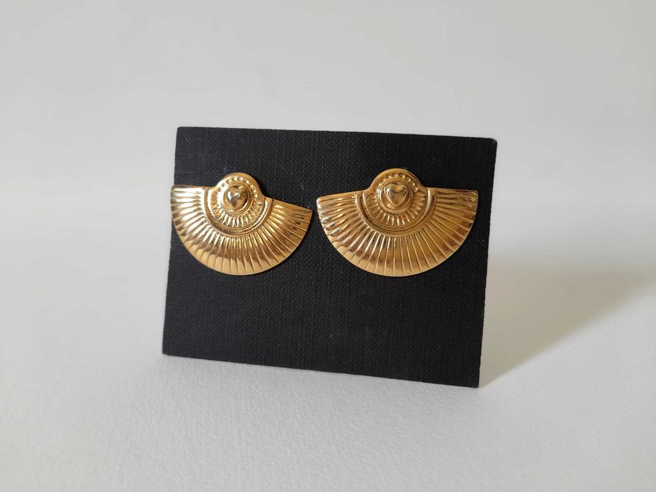Brincos de mola vintage dos anos 80 banhados a ouro 18K
