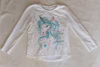 Biała bluzka dla dziewczynki, koń, jednorożec roz. 128