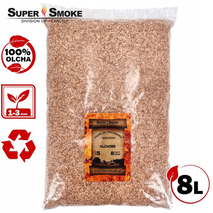 Zrębki Wędzarnicze Super Smoke OLCHA KL-02 (1-3mm) Small 8L Borniak