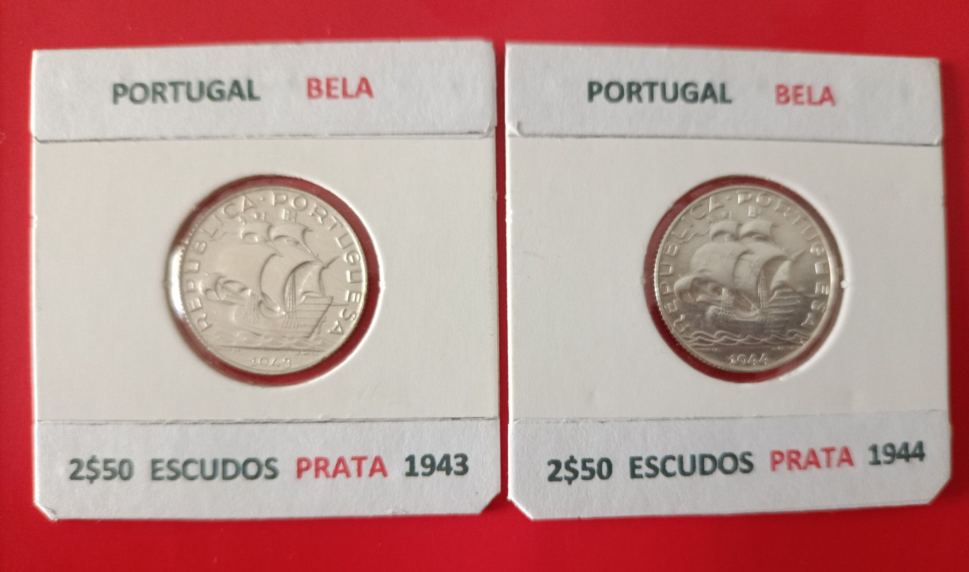 5 Moedas Da  2ª República Portuguesa de 2$50 escudos  « Prata »