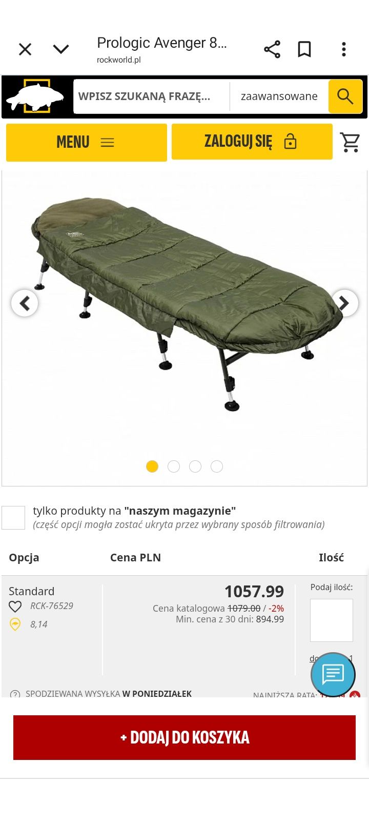 Sprzedam łóżko Prologic Avenger 8 Leg
