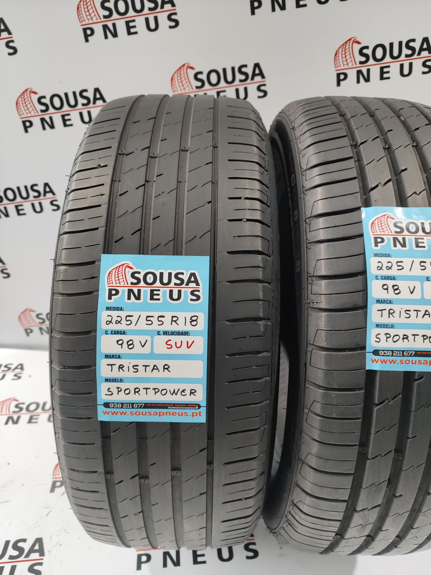 130 Euros 2 pneus semi novos 225-55R18 Tristar - Oferta dos Portes