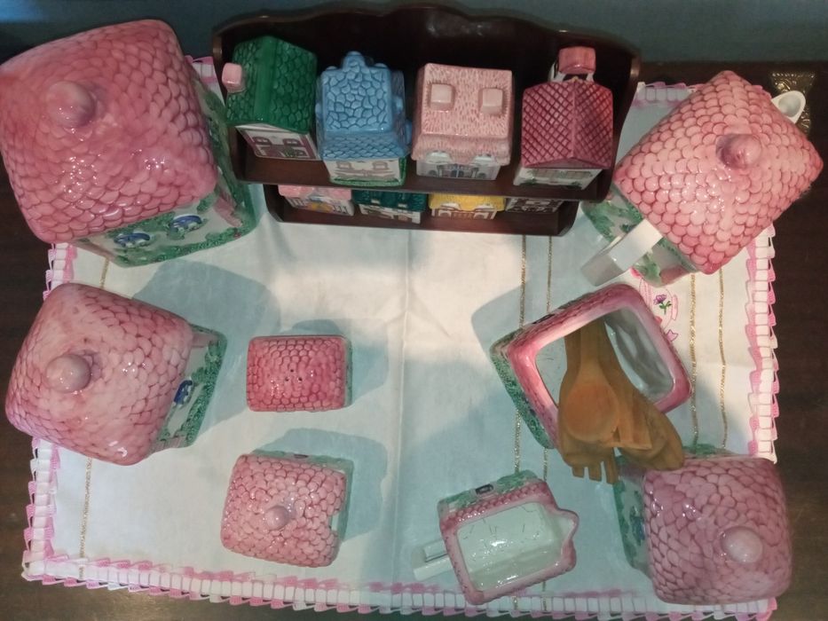 Conjunto de casas de porcelana