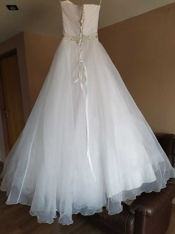 Okazja!! Przepiękna suknia ślubna biała tiulowa księżniczka XS