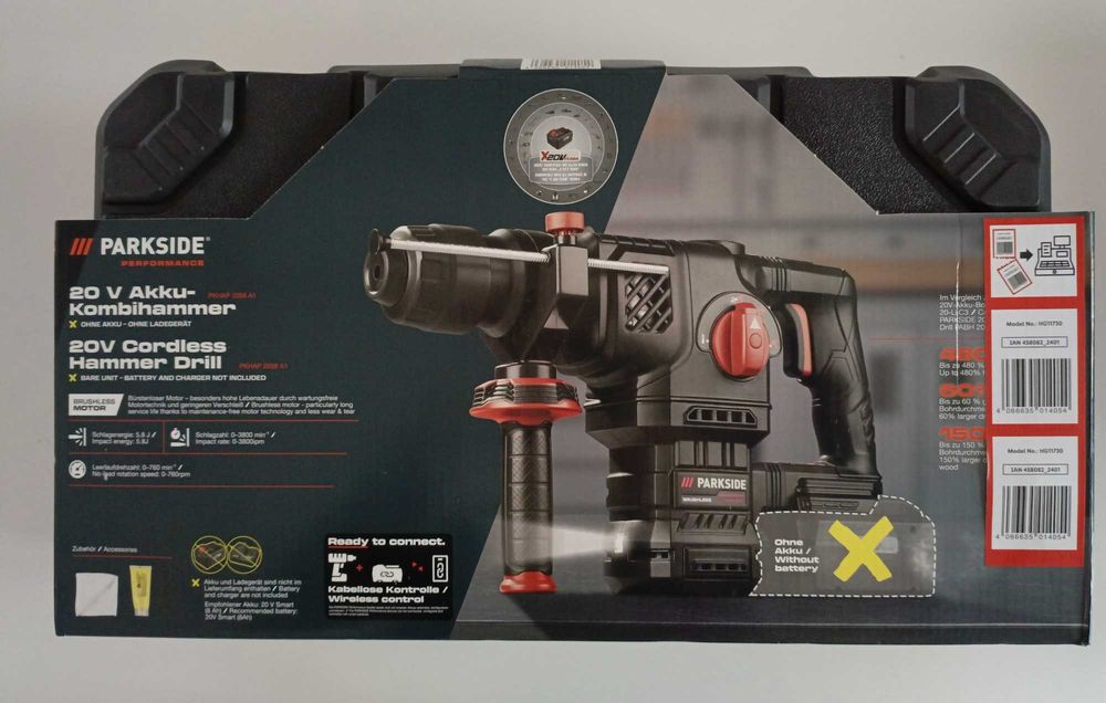 NOWA młotowiertarka młot Parkside Performance PKHAP 2058 20V 5.8J MOCN