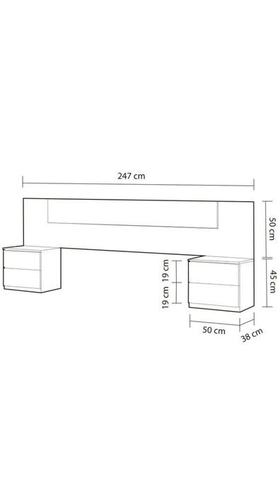 Cabeceira de cama e mesinhas
