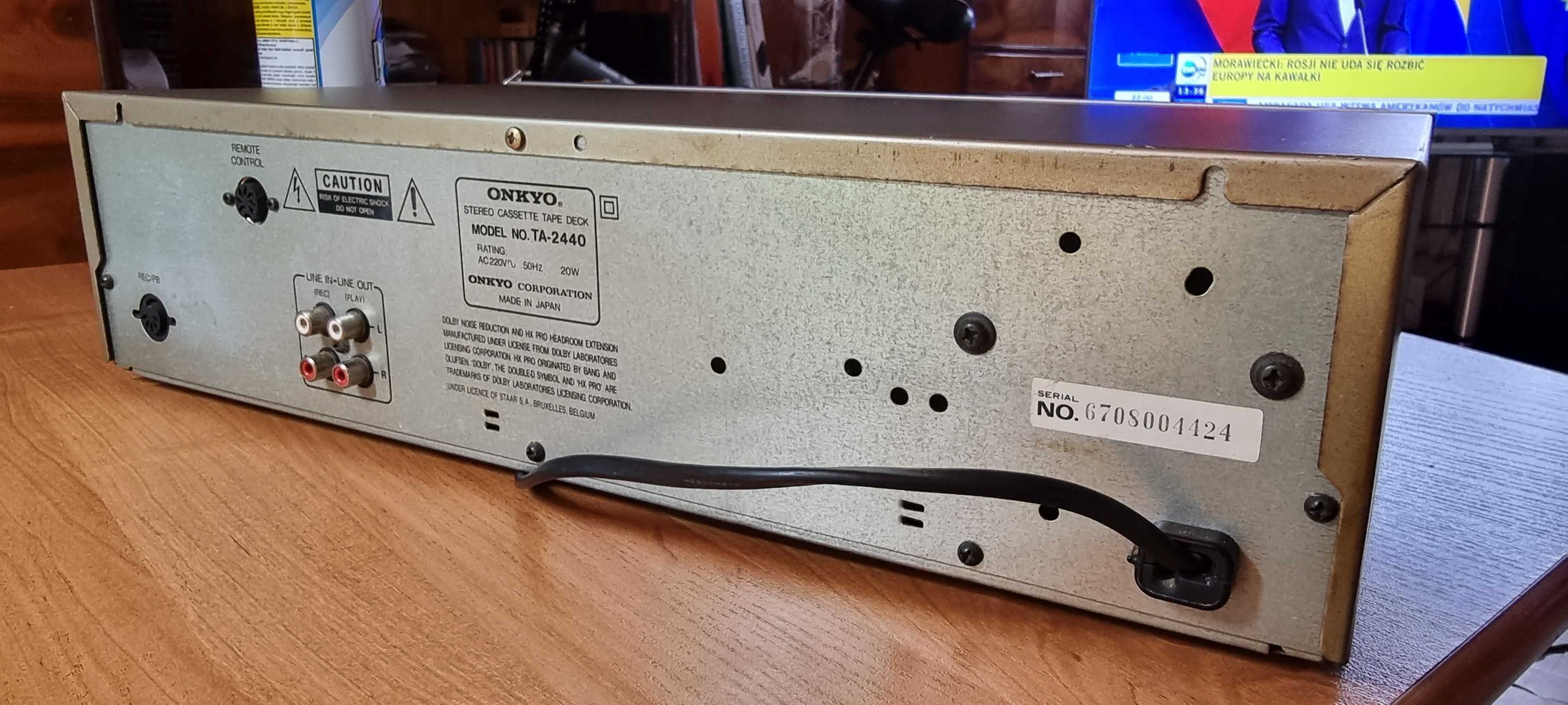 Onkyo TA 2440 Deck AMCS 1987r. Metalowy Panel Przedni. Metal. Obudowa.