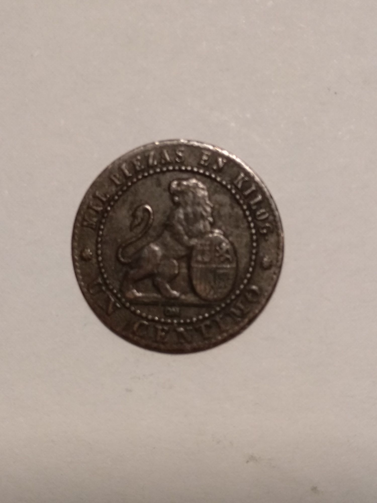 Moeda de 1 Cêntimo 1870 de Espanha