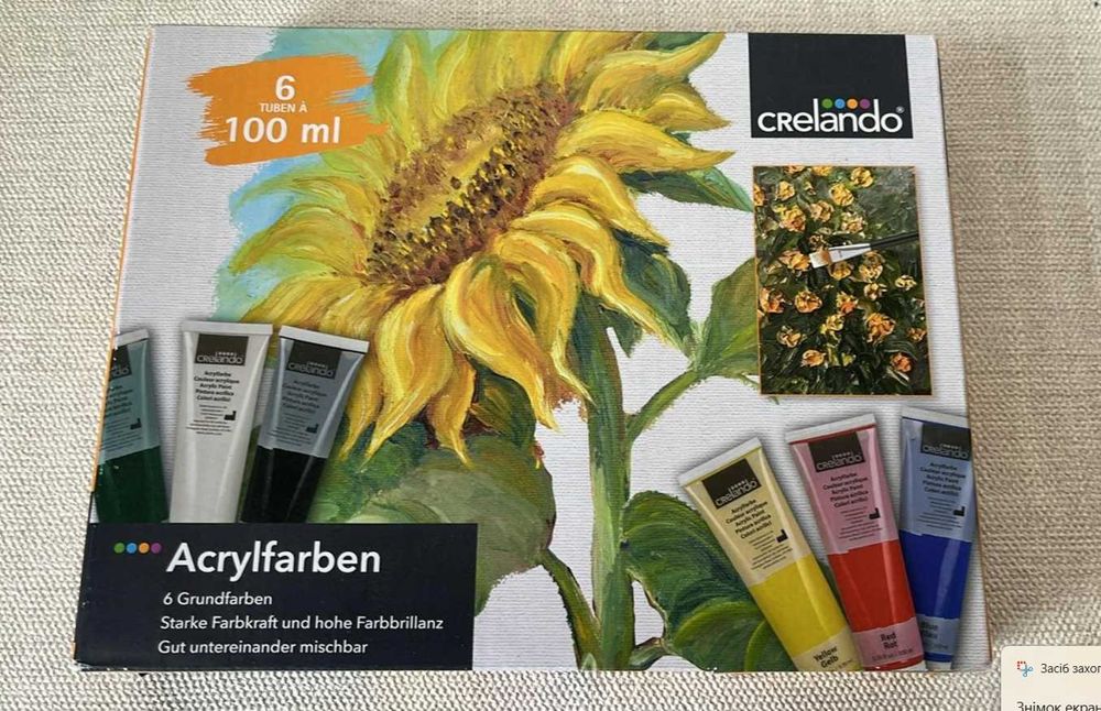 Акрилові фарби crelando 6 тюбиків по 100 мл /S