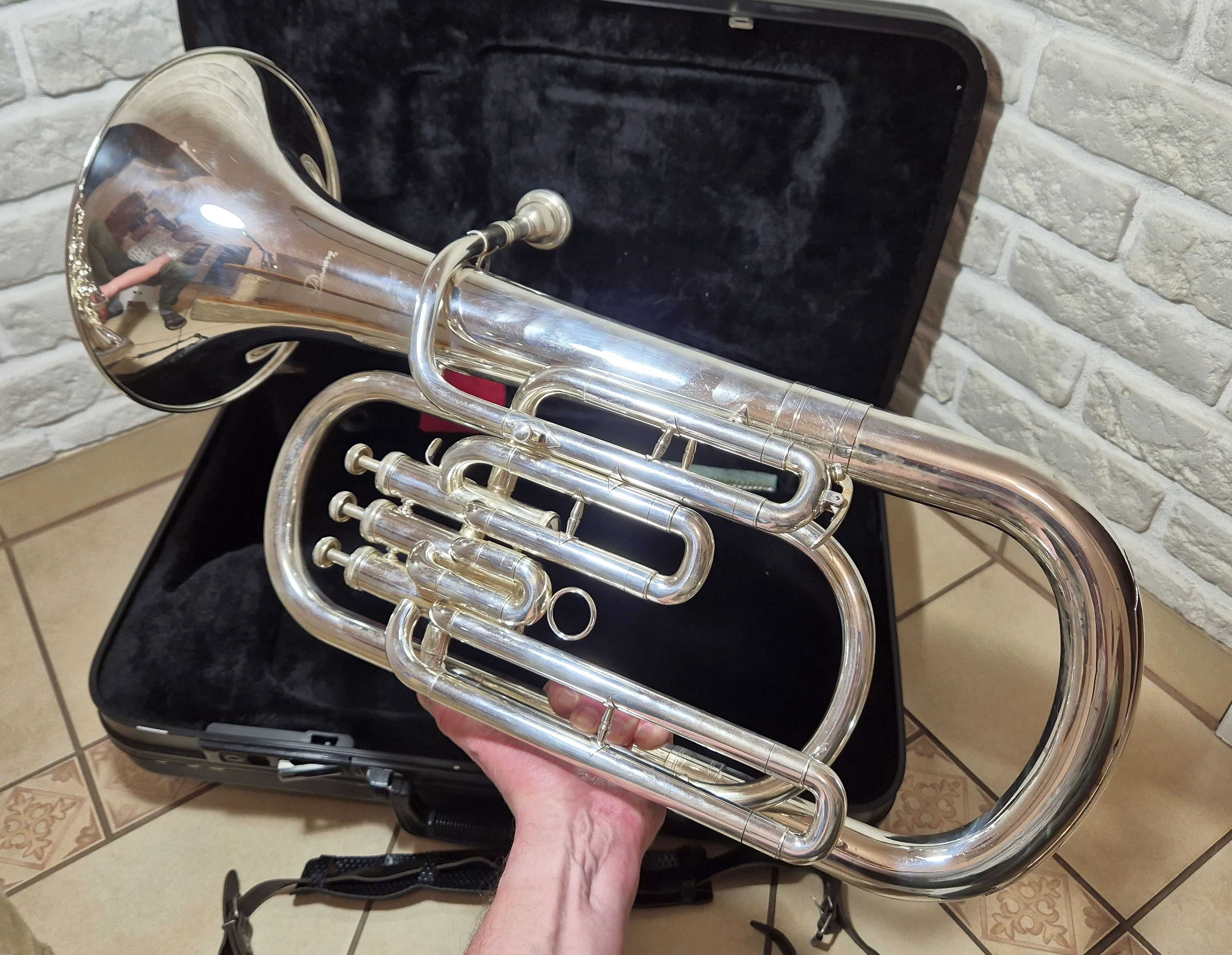 Tuba Eufonium Puzon Euphonium Dimavery srebrne instrument dęty