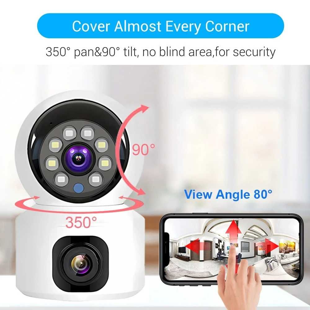 Домашняя камера видеонаблюдения WIFI 2DUAL LENS PTZ CAMERA APP:V380PRO