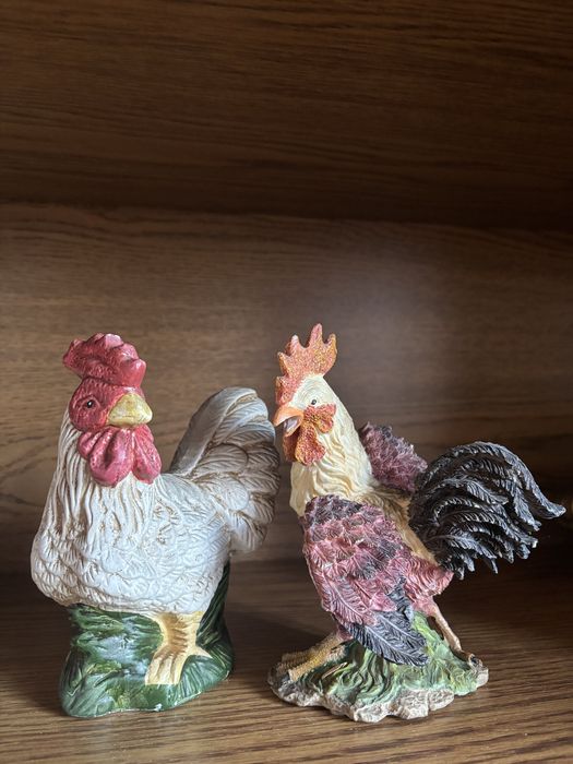 Zestaw ceramicznych figurek kogut i kura z PRL-u