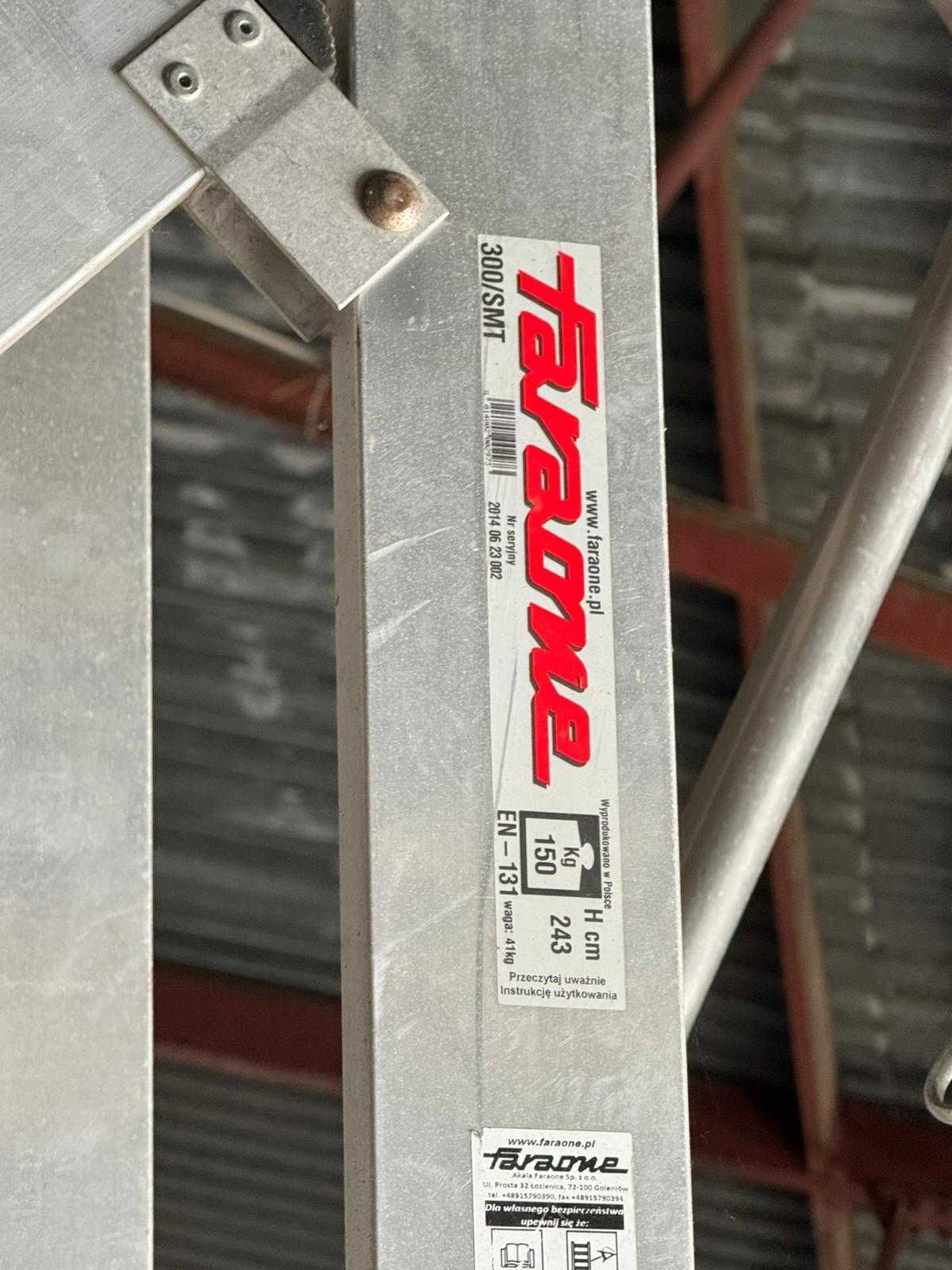 Drabina magazynowa jezdna FARAONE 300/SMT - 4,23m z platformą