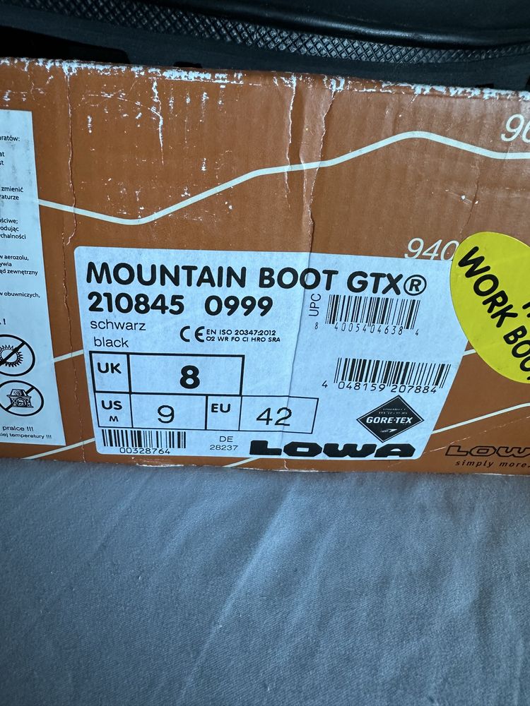 Buty Lowa MOUNTAIN BOOT GTX  czarne r 42  gore-tex