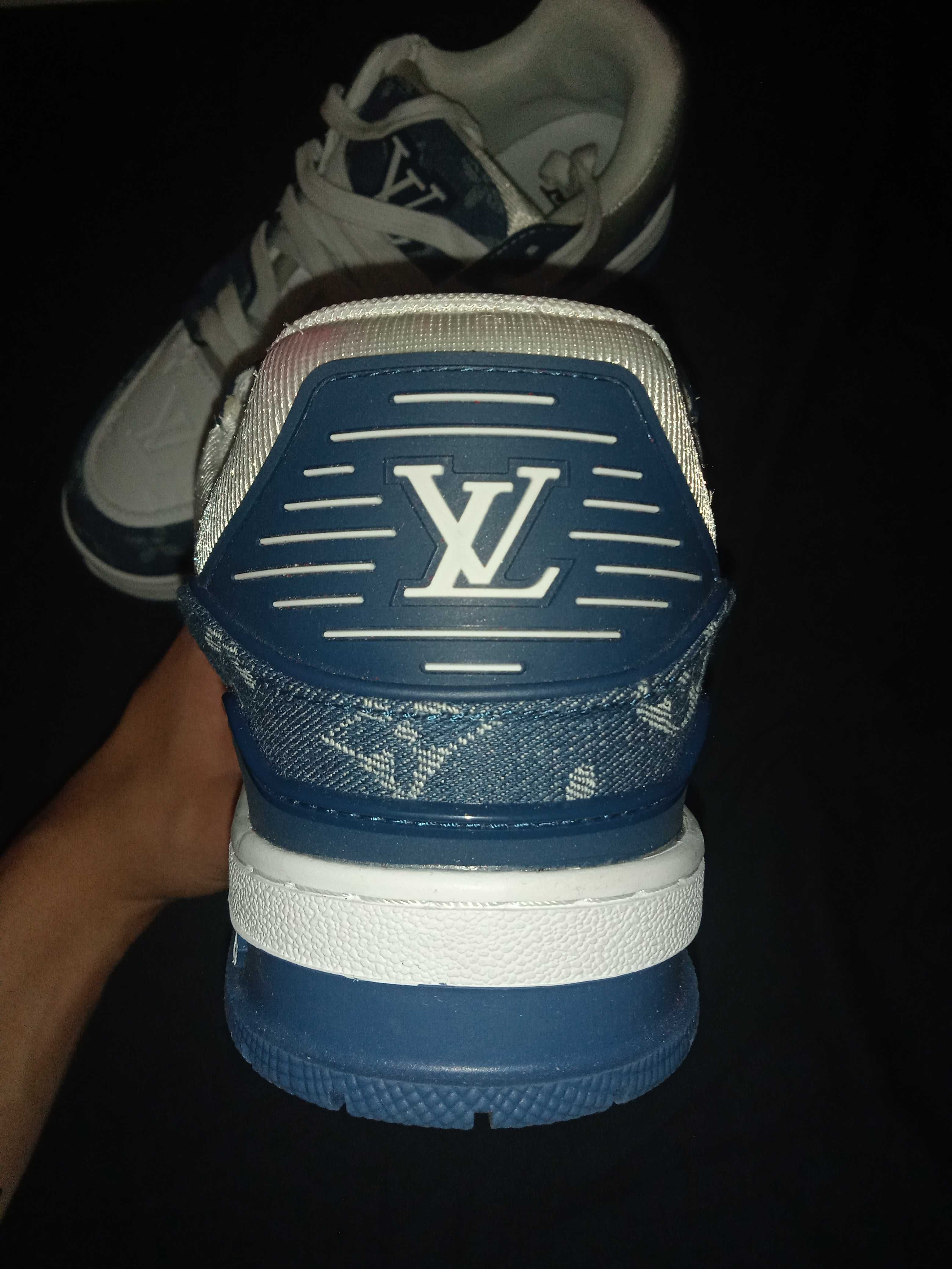 Кросівки луї вітон сині Louis Vuitton Trainer Sneaker White&Blue