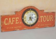 Klimatyczny zegar ścienny vintage CAFE de la TOUR