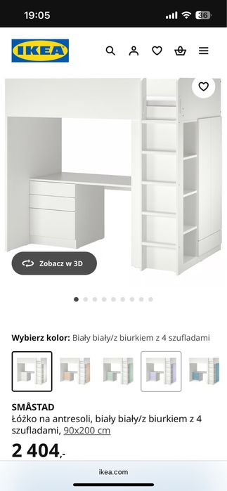 Ikea smastad w dobrym stanie antresola pietrowe lozko biurko szafa