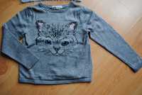26-> bardzo miły dzianinowy sweterek H&M kot r.98/104 2-4Y