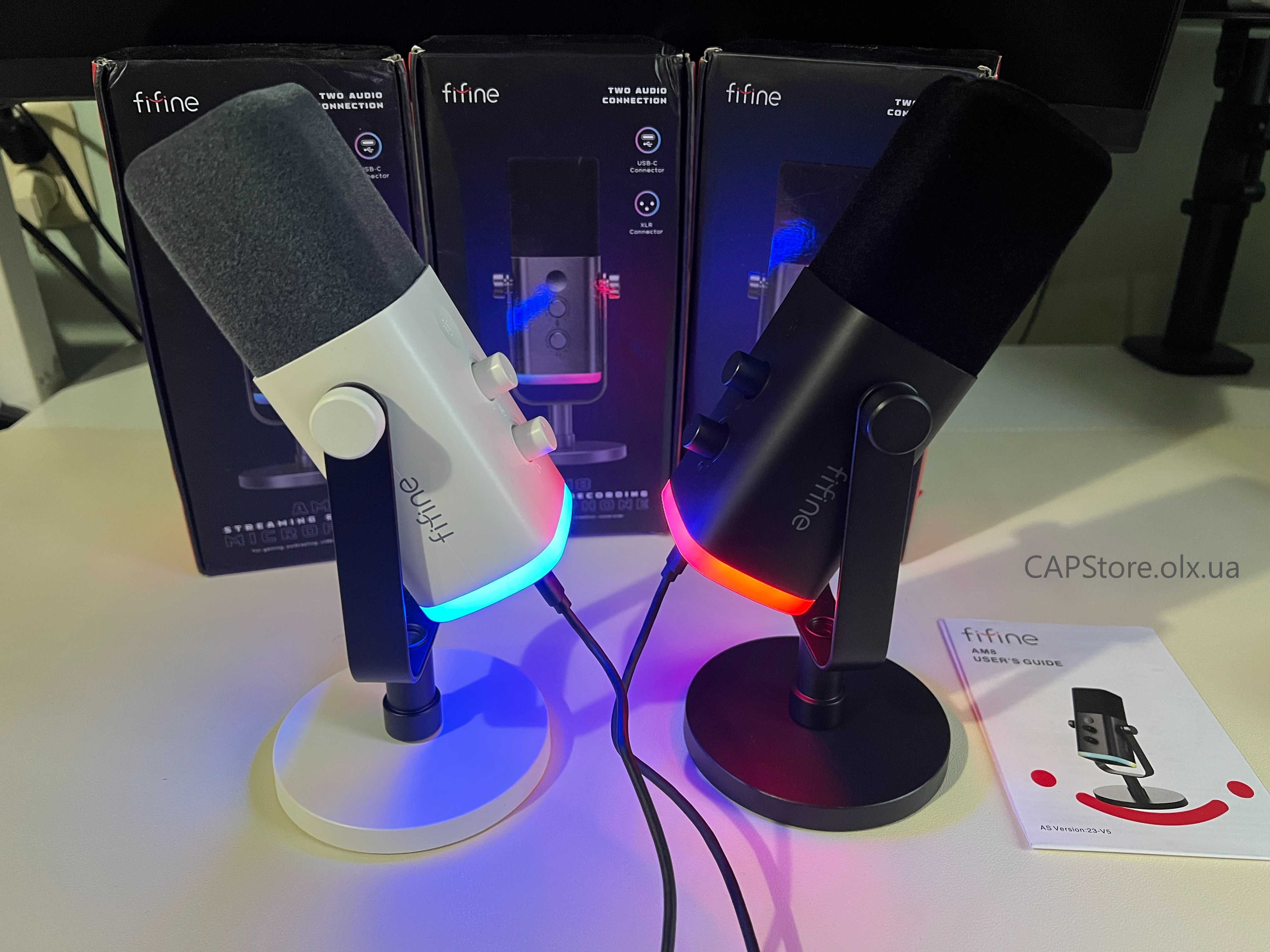Новий Мікрофон Fifine AmpliGame AM8. Динамічний, з RGB, USB-C, XLR