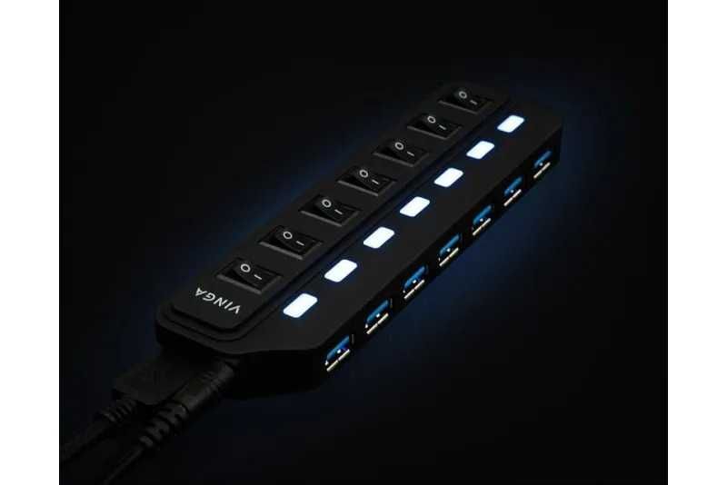 2 Концентратора  USB3.2 Gen1 Vinga ( 7 портів і 4 порти)