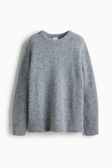 Sweter Premium S nowa kolekcja oversize alpaka szary błękit PROMOCJA