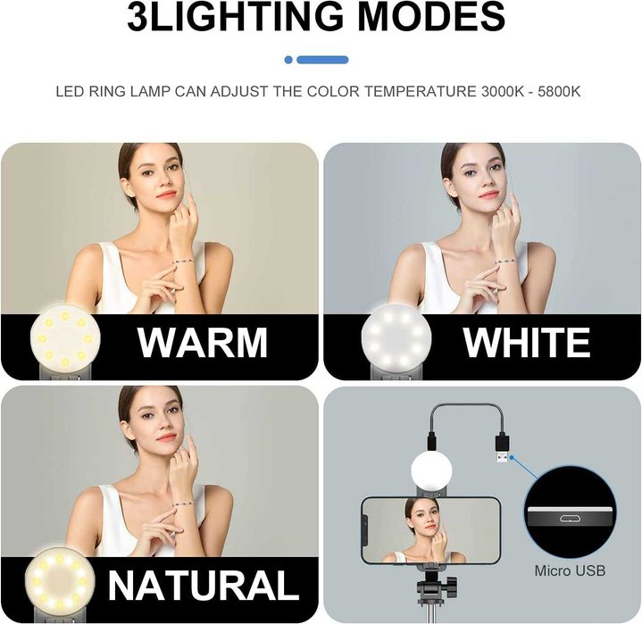 GRIFEMA GB1003-1 Selfie Stick Bluetooth Statyw lampa LED 110cm 4w1