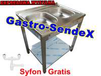 Zlew Gastronomiczny Dwukomorowy 80x60x85 z półką syfon GRATIS