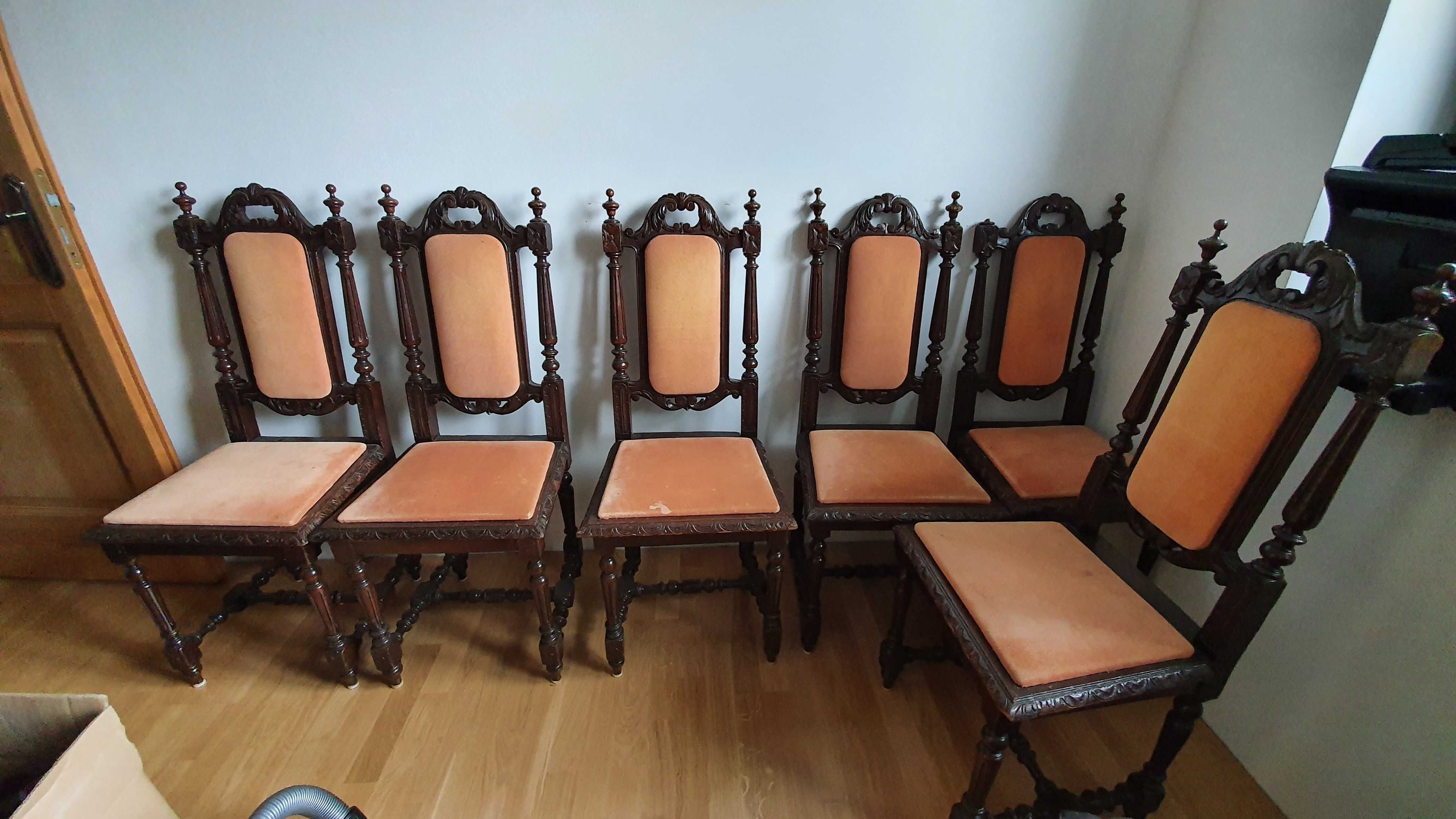 Rzeźbione krzeseła antyczne 6 sztuk do sprzedania