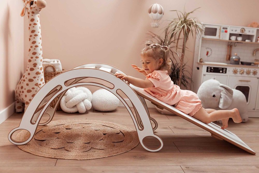 Bujak Montessori 4w1 Zjeżdżalnia | Ścianka Wspinaczkowa | Biurko NOWY