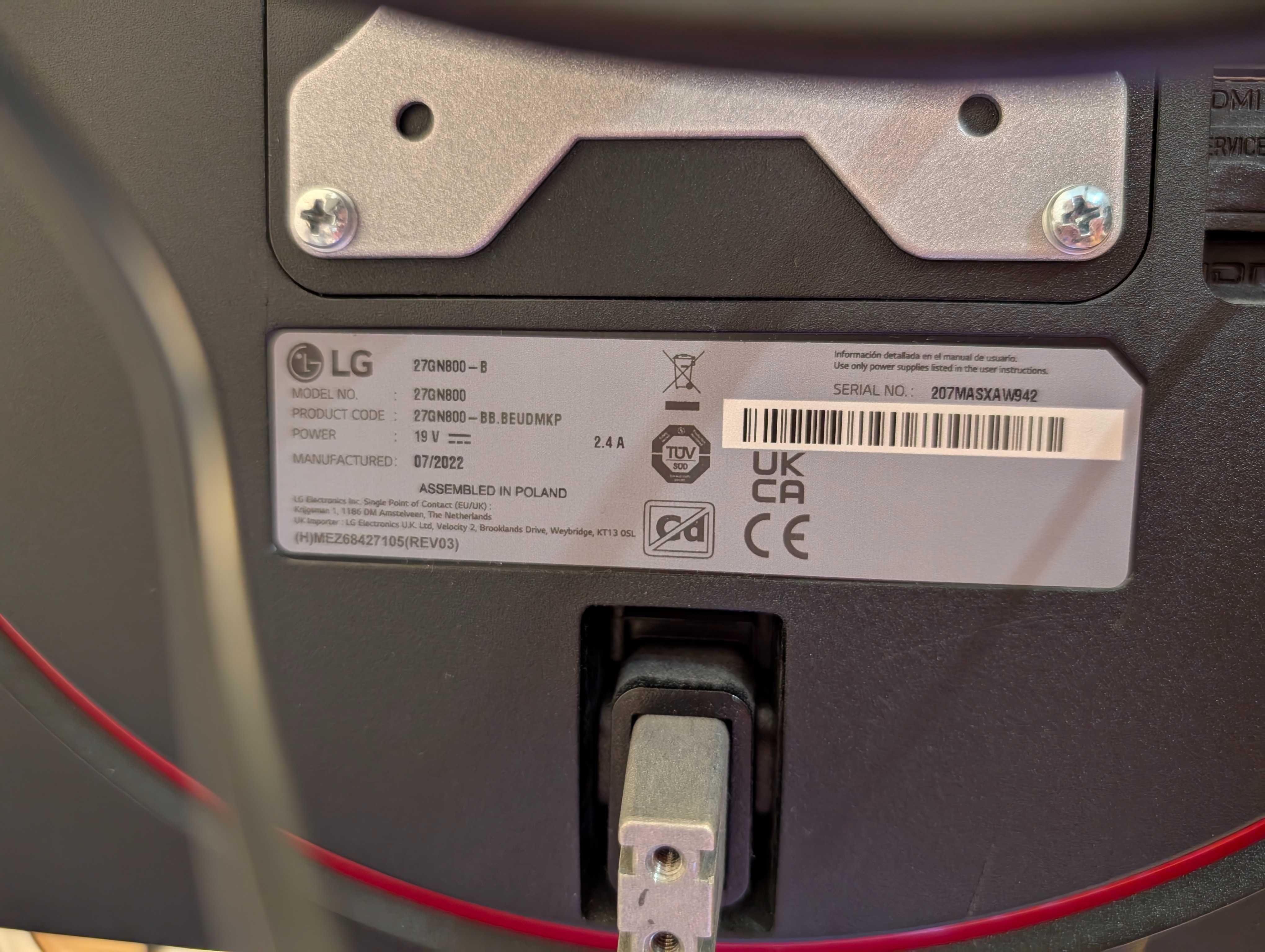 Monitor LG 27” UltraGear™ IPS 1ms 144Hz HDR 10 27GN800