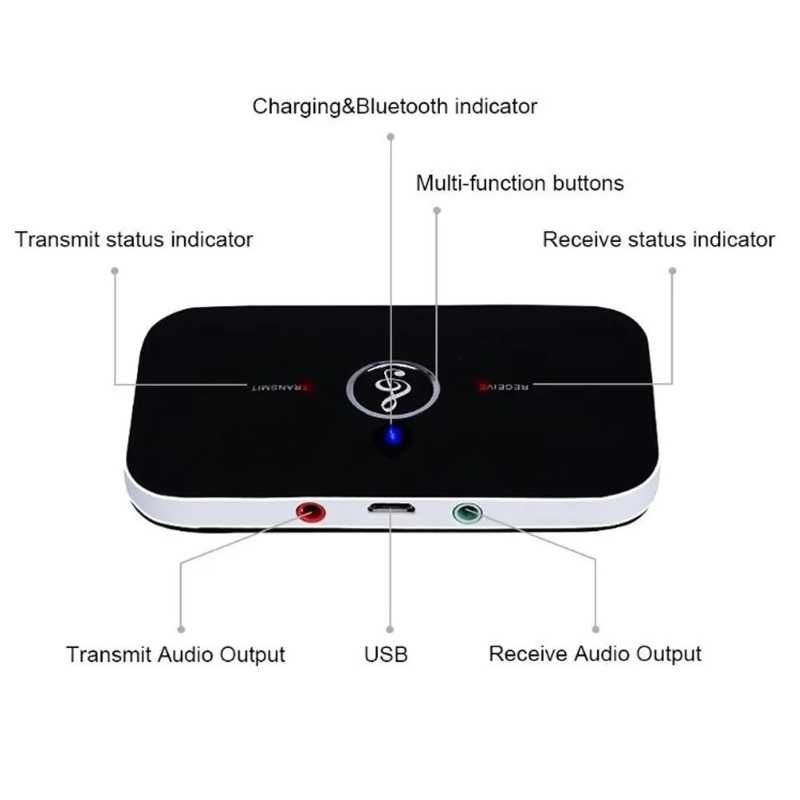 Transmiter Odbiornik Bluetooth 5.0 2w1 TX/RX adapter 600 mAh AUX + RCA