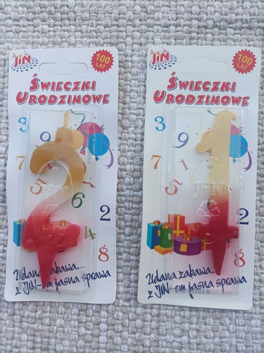 Komplet Świeczek urodzinowych okazjonalnych 1, 2 + gratis 0