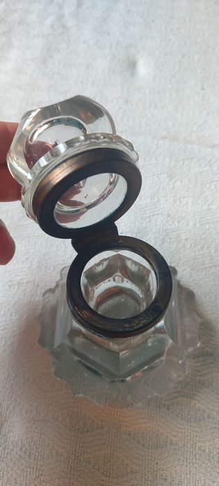 Tinteiro antigo Cristal, 12 cm altura