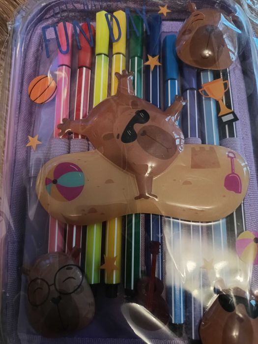 Piórnik przezroczysty rozkładany kapibara