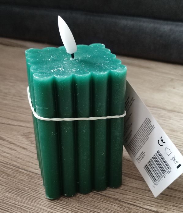 Dekoracja LED imitująca świecę zielona nowa