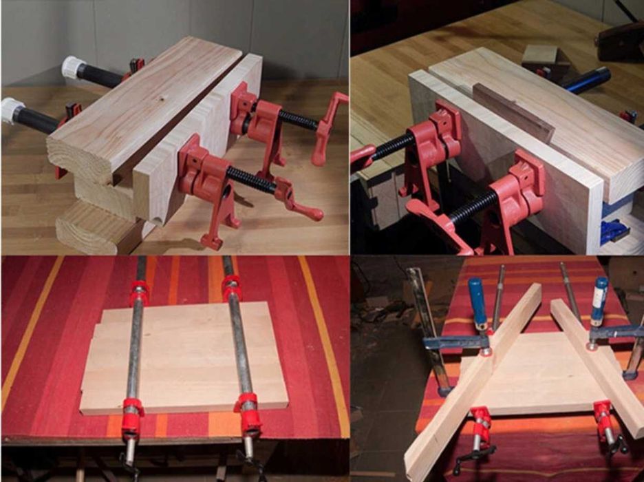 4 Imadła Ściski Rozpieraki Stolar + 8 Nakładek Bezkońcowy na Rurę 3/4