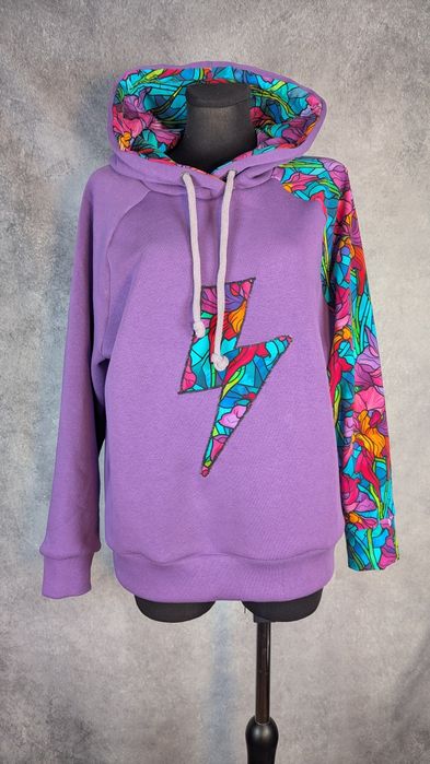 Auri Lili nowa fioletowa ciepła bluza Buddhi z witrażowym wzorem M