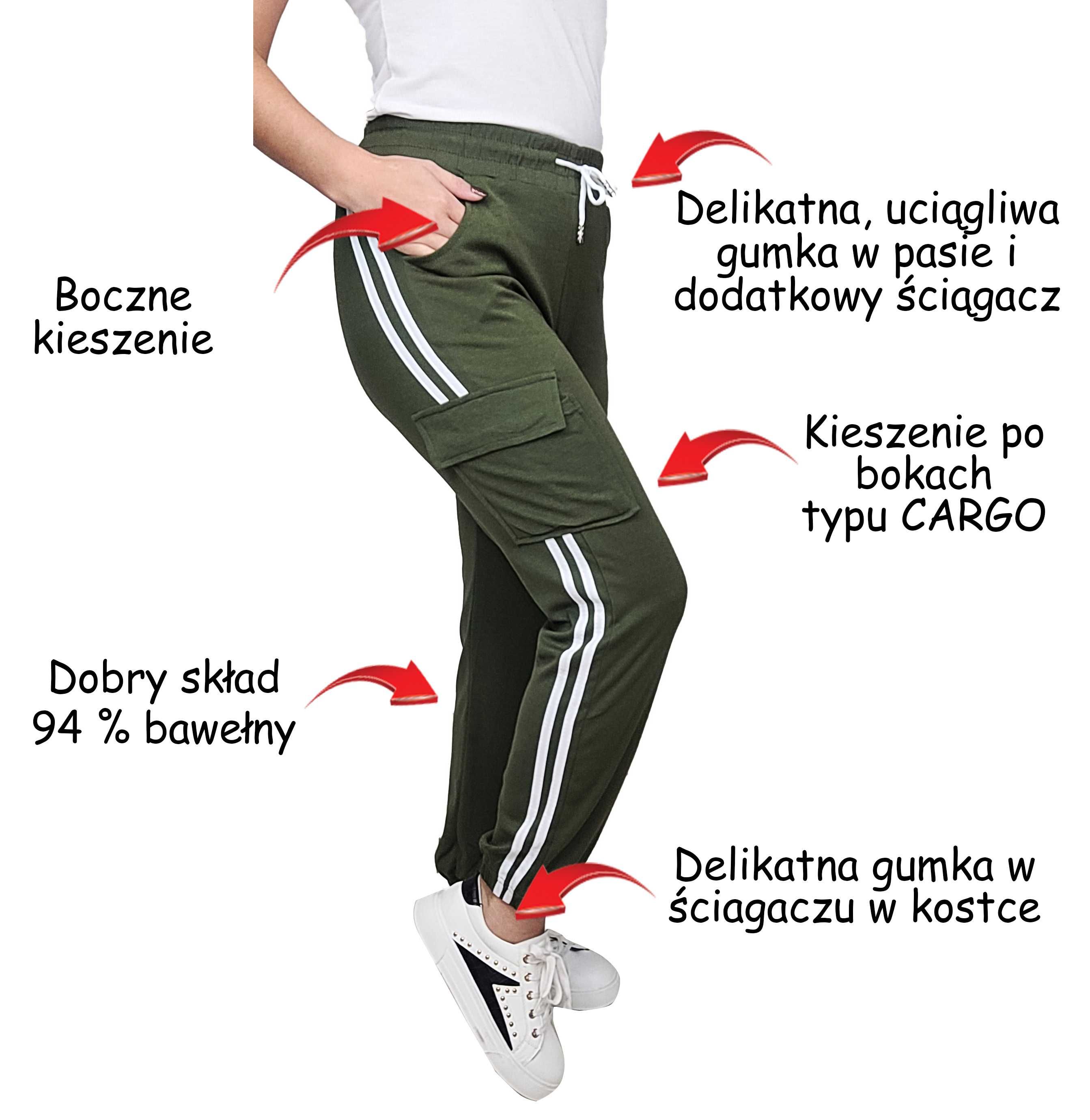 CARGO damskie spodnie bojówki dresy joggery TU KUPUJESZ KHAKI r. S/M