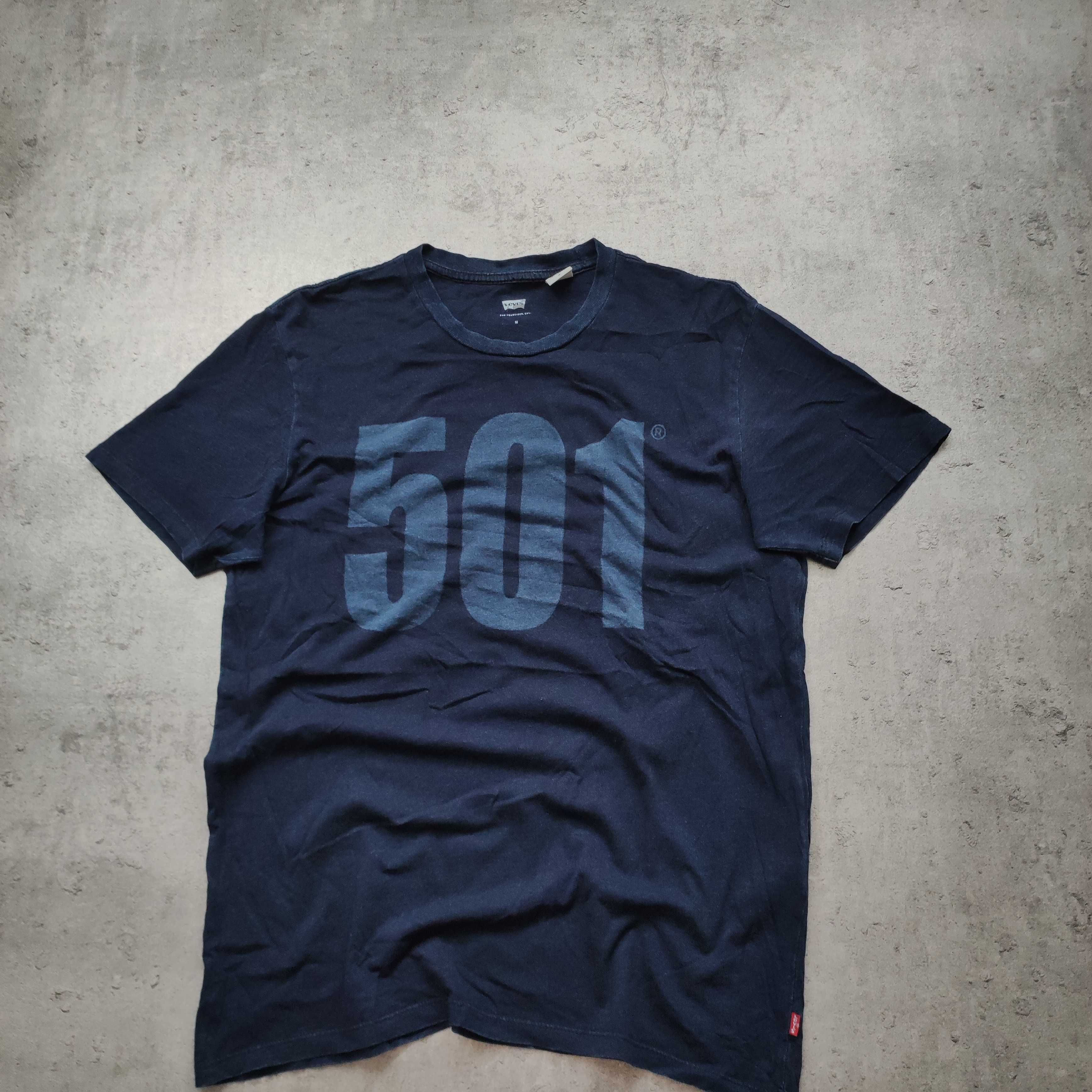 MĘSKA Koszulka PREMIUM Duże Logo a'la Jeans Levis 501 Granatowa