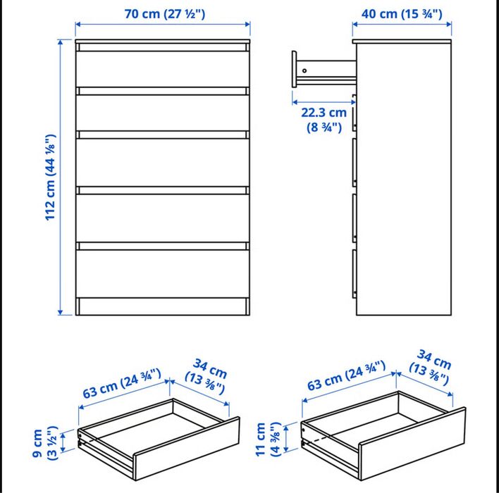 Gaveteira IKEA 5 gavetas preta