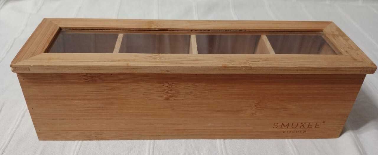Bambusowe pudełko na herbatę w torebkach
