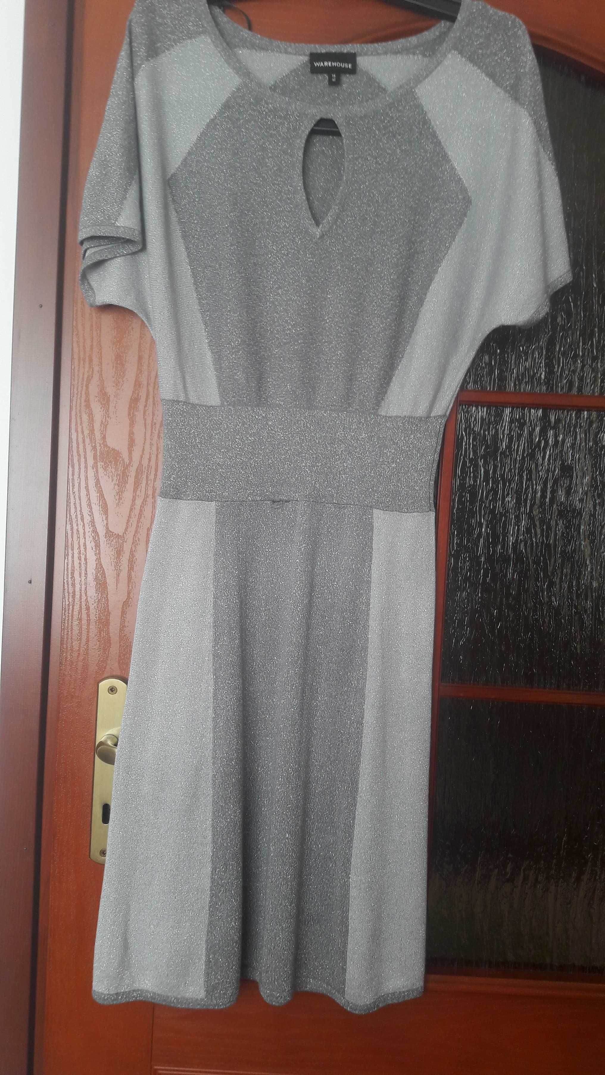 Sukienka srebrna kimono Warehouse S / M brokatowa